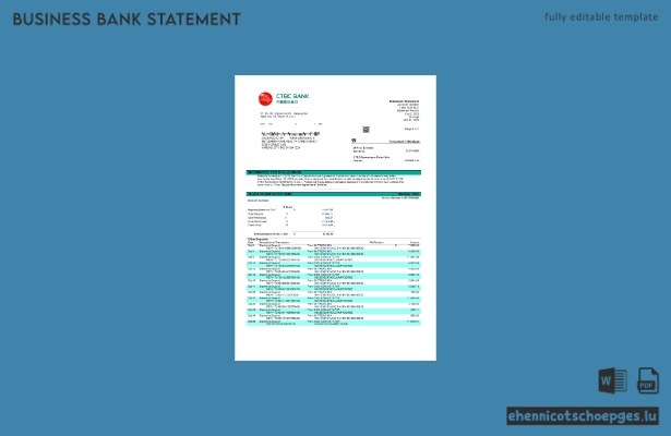 CTBC Bank Unternehmensmitteilung – Beispielvorschau in Word und PDF